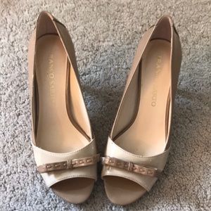 Franco Sarto nude 2” peep toe pumps